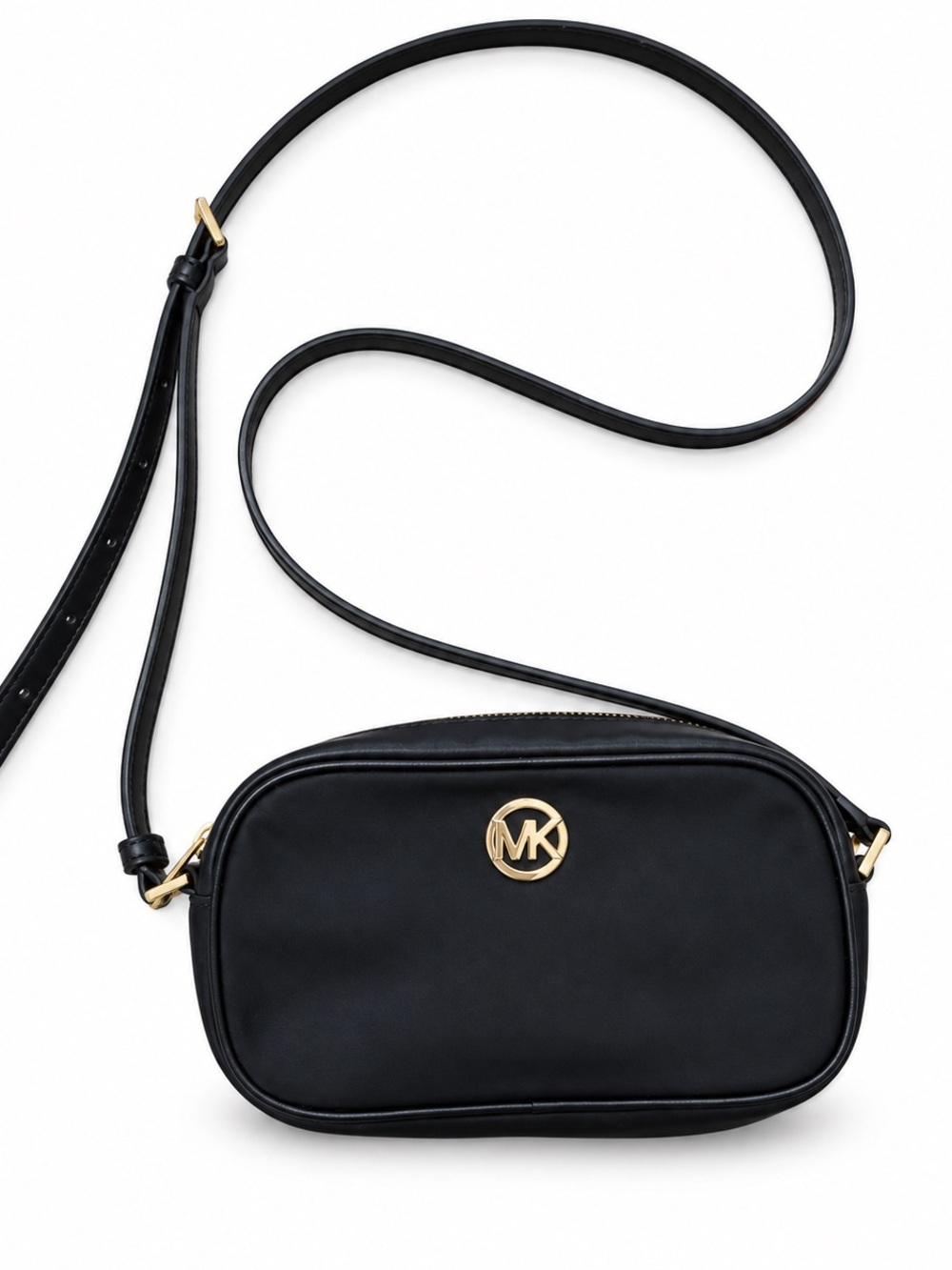 Michael Kors Black Crossbody Camera Bag Gold Tone Hardware